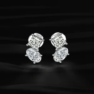 Princess and Oval Diamond <b>Stud</b> <b>Earrings</b> Classic Design Diamond <b>Earrings</b> Minimalist <b>Stud</b> <b>Earrings</b> at Affordable price with VVS-VS - Product Image 1