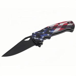 Cuchillo de Supervivencia Táctico Plegable de Acero Negro con Patrón de Impresión 3D Personalizado OEM - Product Image 6