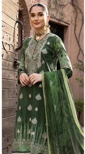 QJ Impex, el traje más vendido de Salwar Kameez indio pakistaní con diseño de césped bordado, camisa de manga larga con bordado de cuello - Product Image 4