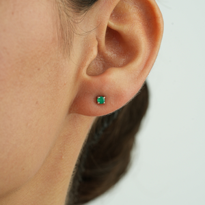 Dainty 925 <b>Sterling</b> <b>Silver</b> Natural Green Onyx Gemstone Tiny <b>Stud</b> Earrings For Women's Jewelry - Product Image 2