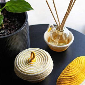 Cesta de Cuerda de Algodón de Lujo con Tapa Elegante con Lazo, Cesto de Almacenamiento Hecho a Mano para Celebraciones del Ramadán, Juguetes y Decoración del Hogar - Product Image 5