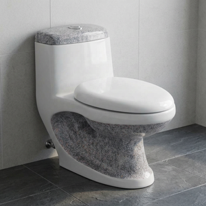 Inodoro de Cerámica de Una Pieza con Sifón de la Marca Vistaar, Inodoro de Doble Descarga Montado en el Suelo para Apartamentos Modernos y Uso en Exteriores - Product Image 1