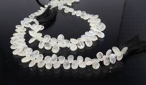 AAA Natural White Rainbow Moonstone Faceted Pear Shape Briolette 7x9 MM White Moonstone Pear Beads 8 Inch Rainbow Moonstone - Product Image 2