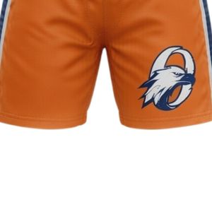 Men Orange Sublimated Ice Hockey Printed <b>Shorts</b> <b>Polyester</b> Drawstring Side Stripe Athletic Team <b>Shorts</b> Performance Sports Apparel - Product Image 5