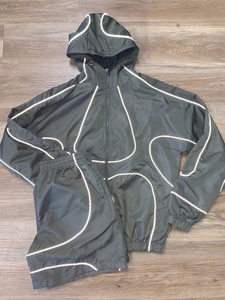 Reflective <b>Summer</b> Hooded Windbreaker Set Unisex Nylon Tracksuit <b>Jacket</b> Shorts Custom Logo 2 piece Nylon shorts Sets - Product Image 4