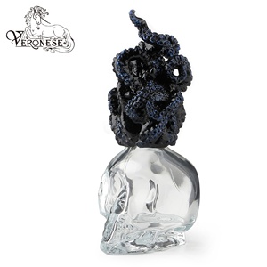 VERONESE DISEÑO Steampunk Deep Blue Tentacle Tapa Botella de vidrio Escultura de resina Estatuilla pintada a mano-ARTE DE DECORACIÓN DEL HOGAR - Product Image 2