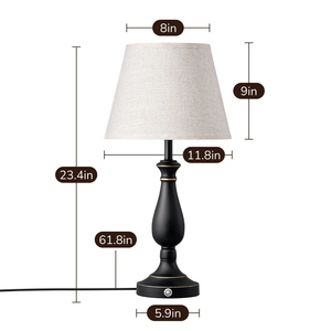 Ensemble de 2 lampes de table noires au design classique, base en métal luxueuse, abat-jour en tissu lin, élégante lampe de chevet, décoration d'intérieur. - Product Image 5