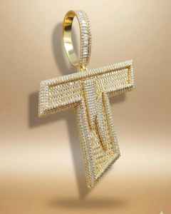 Pendentif de luxe Hip Hop personnalisé en argent 925, serti de pierres, avec numéro, nom ou initiale, style Rapper, bilingue, bicolore - Product Image 6