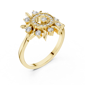 Flower Shape Minimalist 10k 14k 18k Solid Yellow Gold Ring With Round Cut Lab Grown Diamonds Classic Wedding Band Gift for Her - Product Image 3