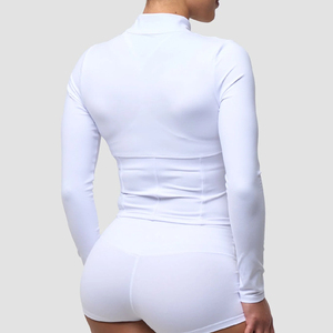Women's Yoga Fitness Wear Jacket Knitted Spandex Lining Breathable Eco-Friendly Zipper <b>Long</b> <b>Sleeve</b> 100% Polyester Stand Autumn - Product Image 3