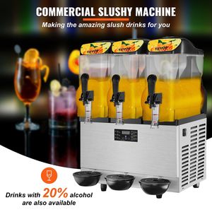 Machine à slush commerciale en acier inoxydable 36L/9,6Gal à trois bacs, capacité de 150 gobelets, distributeur de boissons glacées pour margaritas et smoothies - Product Image 2