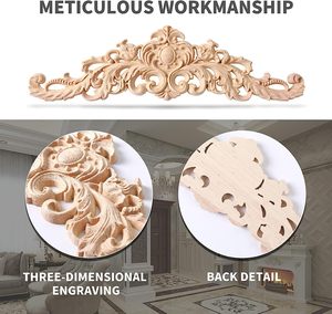 Decorative Solid Wood Carved Appliques for <b>Kitchen</b> Cabinet Onlays Furniture <b>Ornament</b> Custom Design OEM Manufacturer Export - Product Image 5