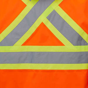 <b>Hi</b>-<b>Vis</b> Men's Reflective Work <b>Jacket</b> <b>Orange</b> Polyester Safety Coat with Hood and Stripes for Construction Wear - Product Image 6