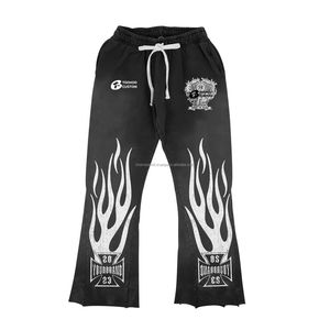 Acid Wash Flared Sweatpants and Hoodie <b>Set</b> Cotton Oversized <b>Thermal</b> Unisex Vintage Hoodie Tracksuit <b>Mens</b> - Product Image 4