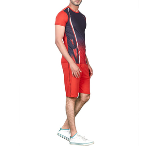 Ensemble T-shirt et short streetwear personnalisé en coton 100% à séchage rapide, respirant, avec épaules tombantes et impression en relief, vente en gros - Product Image 3