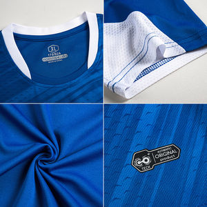 เสื้อกีฬาฤดูร้อนสำหรับผู้ชาย MOQ ต่ำ ระบายอากาศได้ดี ผลิตจากโพลีเอสเตอร์ คอวี พิมพ์ชื่อได้ ชุดฟุตบอลแห้งเร็ว - Product Image 3