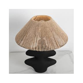 Handwoven Jute Table <b>Lamp</b> With Linen Shade Natural Rope Wrapped Geometric Base Boho Bedside Light for Living Room Hotel Decor - Product Image 6