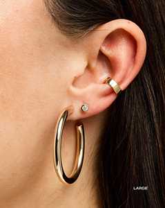 Plain Huggie <b>Hoop</b> <b>Earrings</b> Custom 14K 18K <b>Solid</b> Gold Minimalist Dainty Small Medium Large <b>Hoops</b> 3.5 mm Delicate Everyday Jewelry - Product Image 2