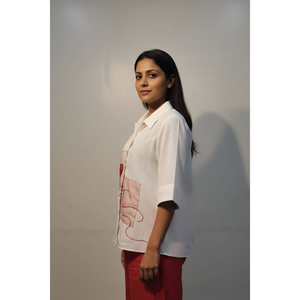 Chemise élégante pour femme en crêpe marocain blanc HELIO, vêtements décontractés élégants de qualité supérieure pour tous les jours, fournisseur de vêtements pour femmes - Product Image 2