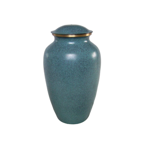 Urnes funéraires pour adultes en laiton de haute qualité avec gravure, finition marbre doré et bleu, urnes métalliques pour cendres humaines - Product Image 1