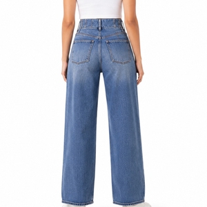 Jeans de Mezclilla para Mujer, Cintura Alta, Pierna Ancha, Elegantes, Cómodos, Modernos, de Mezclilla Premium, Ropa Urbana para Mujer, Cómodos para el Día a Día - Product Image 2