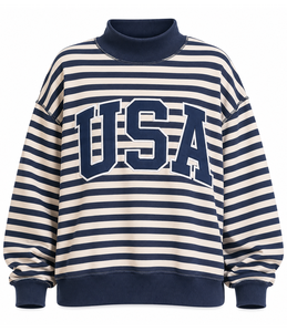 Women's 100% Cotton <b>Mock</b> <b>Neck</b> Sweatshirt Greek Letter Gingham Applique Embroidery Oversized Winter <b>Top</b> - Product Image 5