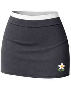 Conjunto de dos piezas para mujer: top corto color carbón y minifalda, bra deportivo sin mangas, ideal para yoga, gimnasio, fitness, casual, verano. - Product Image 5