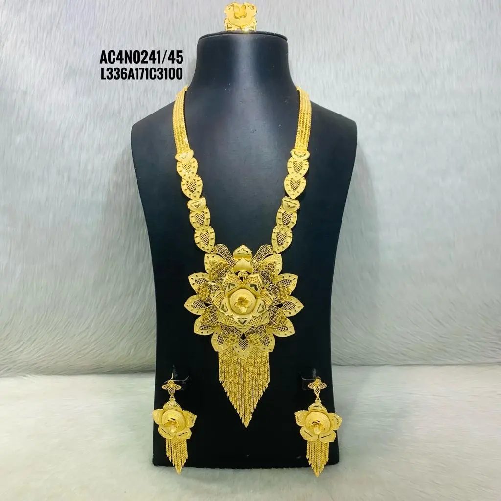 Perhiasan pengantin: beli Set perhiasan pernikahan untuk pengantin Online kalung perhiasan mode berlapis emas