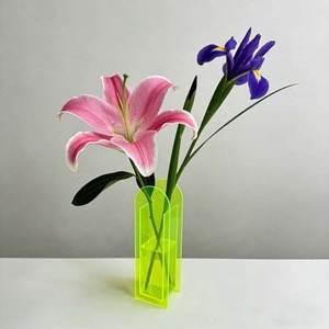 Vase à fleurs en acrylique transparent fait main avec un design rectangulaire élégant pour la décoration de la maison, du bureau et de l'hôtel - Product Image 3