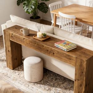 Long Modern Luxury <b>Console</b> <b>Table</b> Solid Wood with Mirrored Stainless Steel Top <b>for</b> Living Room <b>Entry</b> Farmhouse Hotel Decoration - Product Image 5