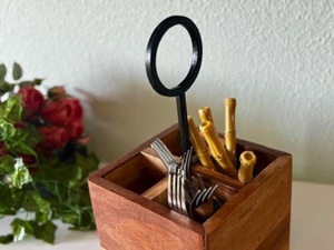 Modern Style Wooden Waterproof Multifunctional Non-Folding Cutlery Holder Tabletop Flatware <b>Storage</b> Caddy - Product Image 1
