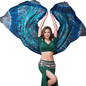 Voile de danse orientale en soie pour spectacle, foulards de danse en soie légers pour femmes, couleurs et motifs personnalisés - Product Image 2