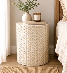 Traditional handmade side <b>stool</b> Eco-friendly villa <b>bedroom</b> <b>stool</b> Natural finish home decor Luxury <b>stool</b> for <b>bedroom</b> - Product Image 1