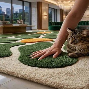 Tapis de designer tufté à la main, motif floral abstrait, tapis moelleux antidérapant moderne pour salon, chambre, hall d'hôtel, décoration - Product Image 5