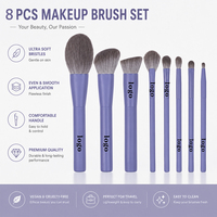 Offre Spéciale 8 pièces manche en bois visage doux sans cruauté végétalien Logo personnalisé haute qualité privé synthétique rose maquillage brosse ensemble