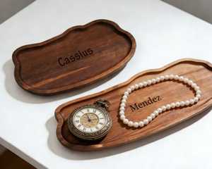 Plateaux de service en bois faits à la main, écologiques, au design solide, de forme ovale, taille personnalisée pour la présentation sur table - Product Image 4