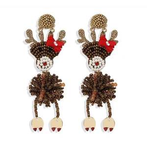 Elegant Seed Bead Embroidery <b>Earrings</b> Handmade Festive Beaded Jewelry for Women At <b>cheap</b> Price - Product Image 1