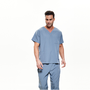 Conjuntos de Uniformes Médicos para Hombre de Hospital, de Algodón y Poliéster, Tejido de Punto, con Detección de Agujas, Fusión sin Costuras, Parte Superior y Pantalones - Product Image 5