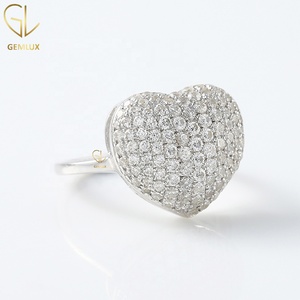 Heart Shape Cluster Diamond <b>Ring</b>, Round Cut Moissanite Diamond <b>Ring</b>, Pave Setting Heart <b>Ring</b>, <b>Dainty</b> Gold Love <b>Ring</b>, 18k Gold - Product Image 3