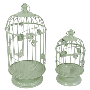 Cage à oiseaux ronde en métal avec base décorative, style classique suspendable pour usage intérieur, structure en fil d'acier, couleur unie, petite taille - Product Image 4