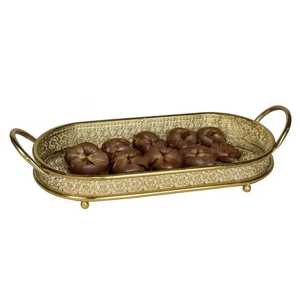 3 Bowl Gold Metal Serving Dish Center Handle Candy Nut Server Luxury Tableware Skies Trader - Product Image 2