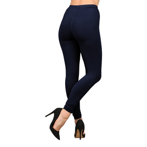 Leggings Blu a Vita Media per Donna, Pantaloni Casual Slim Fit in Maglia, Etichetta Privata Personalizzata - Product Image 2