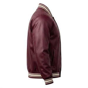 Chaquetas Varsity de Cuero de Manga Larga para Hombre, Estilo Profesional, con Frente de Lona, Ecológicas, Resistentes al Viento, Transpirables, para Invierno, Venta al Por Mayor - Product Image 2