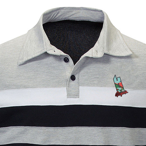 Chemise décontractée à manches courtes pour homme, noire et grise, avec logo brodé, en coton tricoté respirant, coupe classique - Product Image 3