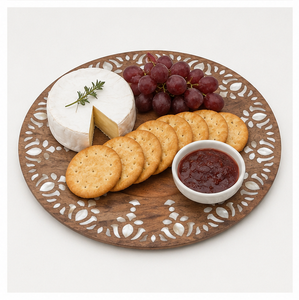 Luxury Handcrafted Acacia Wood Charger <b>Plate</b> with Mother of Pearl Inlay Round <b>Decorative</b> Wooden Dinner <b>Plates</b> for Wedding Table - Product Image 5