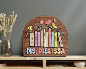 Bằng gỗ đứng với dập nổi hình ảnh cuốn sách khắc bảng cơ sở cho trang trí nội thất như món quà hoặc thư viện kệ trang trí - Product Image 5