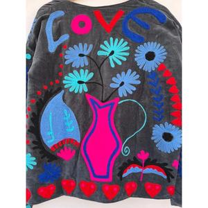 เสื้อแจ็กเก็ตกำมะหยี่ suzani ปักลายดอกไม้สไตล์โบฮีเมียนใส่สบายผ้าฝ้ายถักให้เป็นของขวัญในฤดูหนาวของเธอ - Product Image 2