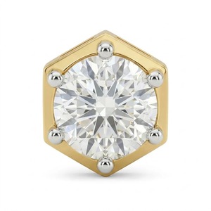 Pendientes de Diamante Cultivado en Laboratorio con Corte Redondo para Hombre, Oro Amarillo de 9K, 0.40CT, Hexagonal, 6 Puntas, Solitario, Joyería Personalizada al por Mayor - Product Image 3