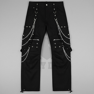 Pantalones Cargo Anchos Estilo Punk Gótico, Cintura Alta, Corte Holgado, Moda Urbana - Product Image 1