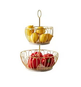 Cesta de Frutas al por Mayor, Artículos para el Hogar, Cesta Multifuncional de Almacenamiento de Frutas de Metal y Hierro para Escritorio con Asas - Product Image 3